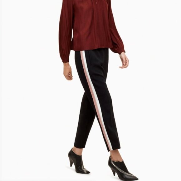 Aritzia Wilfred Darontal Pant Navy Side Stripe Trousers Pleated High Waist 00 - Picture 4 of 16